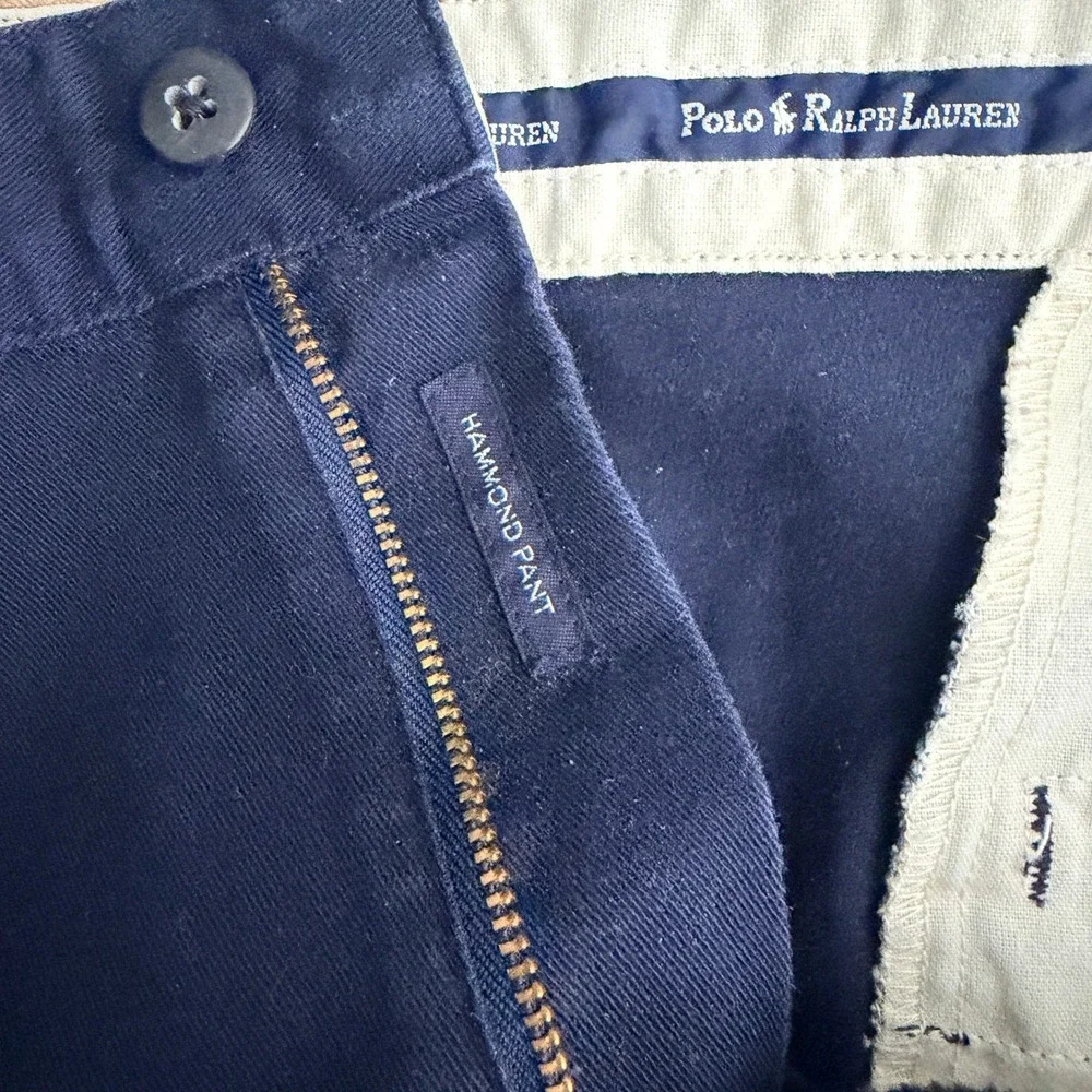 Vintage Polo Ralph Lauren Hammond Pant Mens 34x31 Blue Pleated Cotton Chinos